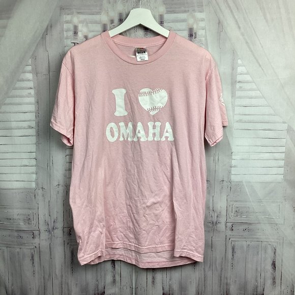 I Heart Omaha Baseball Pink Tee Shirt M - Picture 1 of 6